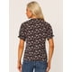 thumbnail image 3 of Blusas de mujer con volantes de manga corta floral con cuello simulado y volantes Negro Floral XL, 3 of 6