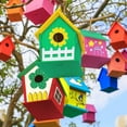 thumbnail image 4 of TERGAYEE Wooden Birdhouse Decoration,Hand Painted Crafts Graffiti Bird House, Chic Birdhouse with Flowers, Garden Tree Outdoor Decoration, wooden bird decor for home, 4 of 5