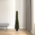 thumbnail image 2 of Vickerman 4' Plastic Potted Artificial Boxwood Cone with LED in Green, 2 of 3