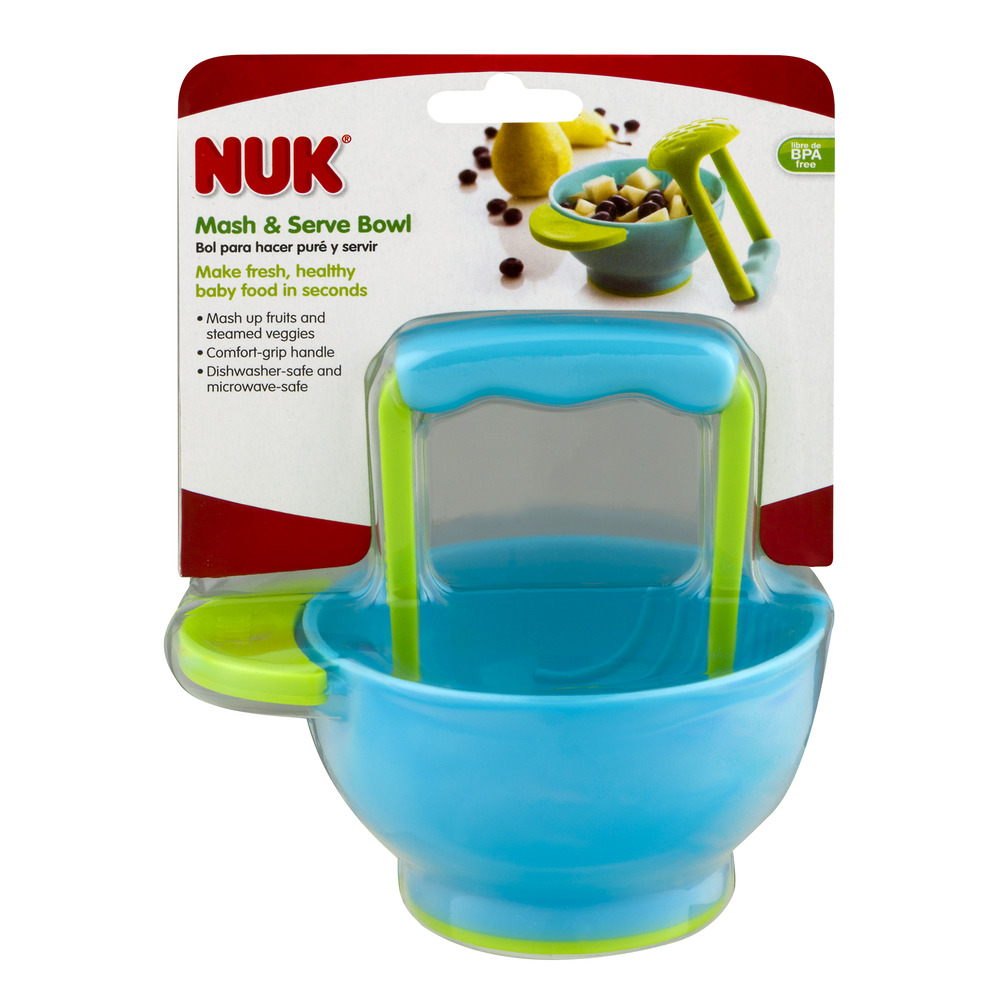NUK® Mash & Serve Bowl with Masher to Prep and Serve Baby Food, Blue/Green - image 5 of 6