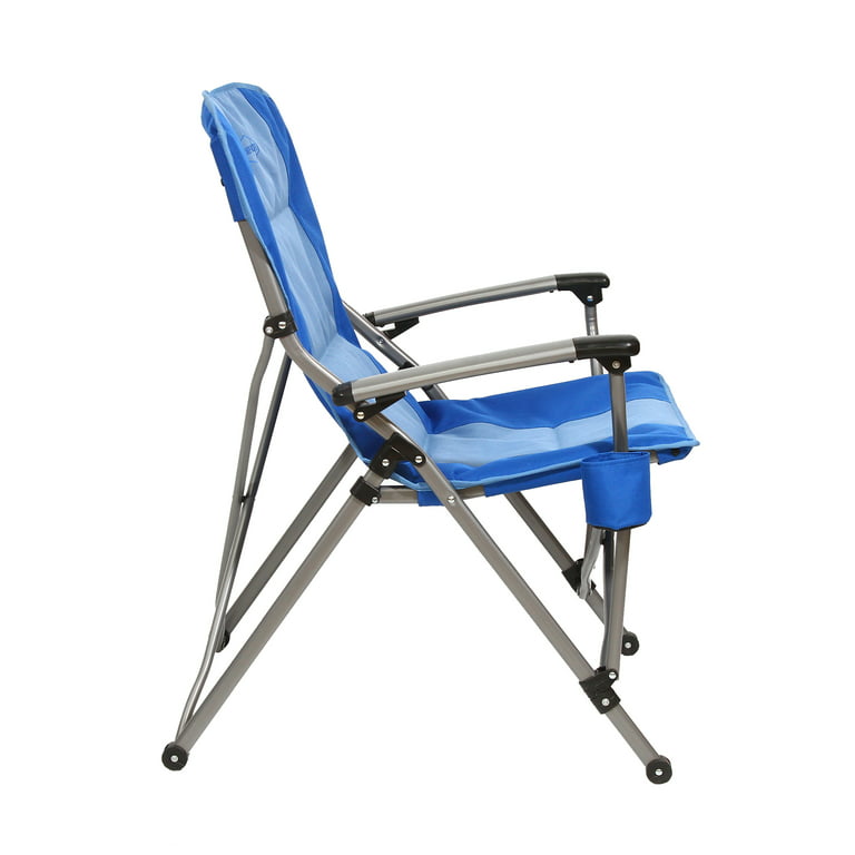Kamp-Rite KAMPCC156 Padded Hard Arm Camp Folding Chair with Cupholder, Blue  