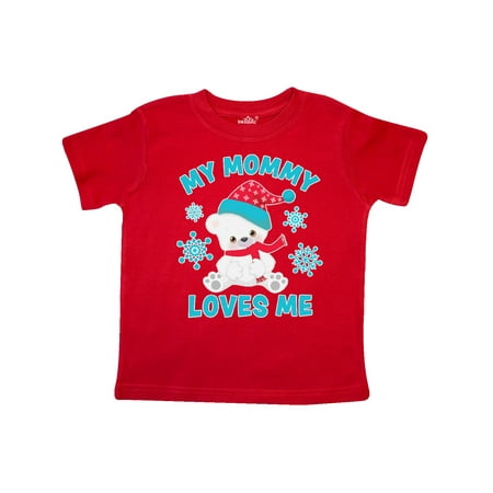 

Inktastic Polar Bear My Mommy Loves Me in Santa Hat with Snowflakes Gift Toddler Boy or Toddler Girl T-Shirt