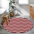 thumbnail image 4 of Round Area Rug 4ft,Red White Stripe Water Ripple Washable Carpet Non-Slip Runner Accent Rugs Indoor Floor Mat for Bedroom Living Room Decor,Abstract Minimalist Geometric Art, 4 of 9
