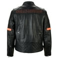 thumbnail image 2 of Men's Motorcycle Real Cow Leather Jacket for Moto Biker Black, 2 of 9