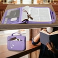 thumbnail image 2 of FINPAC Large Bible Cover with Shoulder Strap, Durable Carrying Case for Church, Bible Protection, Ideal Gift for Women, Lilac, 2 of 9