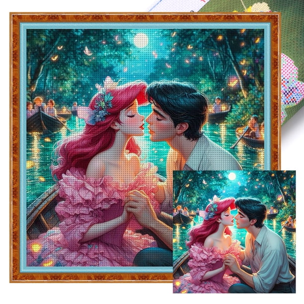 Hilo Algodón Ecológico Bordado Punto Cruz Ariel Sirena Con 18CT 30x30cm