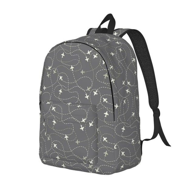 Lukts Airplane Routes Around The World for Sustainable Casual Backpack, Water-Resistant Polyester Canvas Daypack with Laptop Sleeve, Smooth Zipper, Lightweight & Durable Travel Bag-Medium