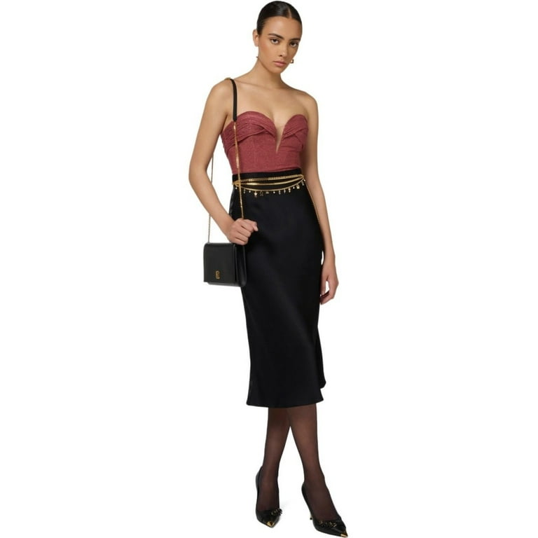 スカート ELISABETTA FRANCHI Women Mid Skirts GO09951E2110 Black Elisabetta Franchi Women's Black Midi Skirt Black Sizes IT