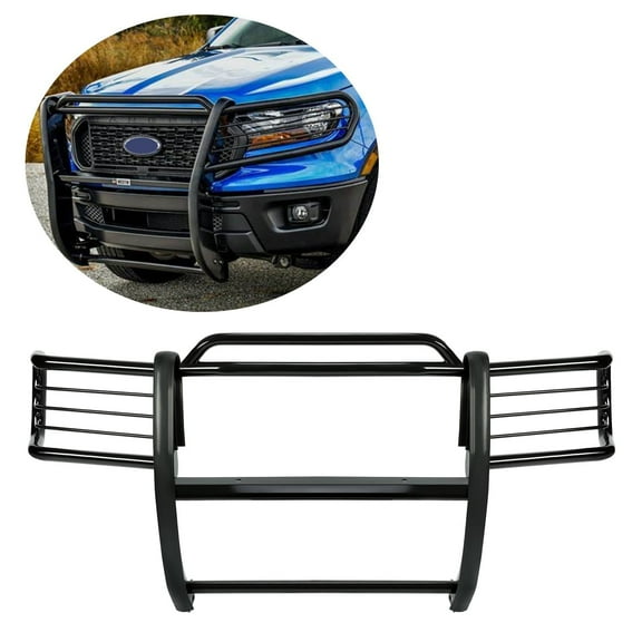 Kojem Front grille Guard Fit for 2001-2012 Ford Ranger Mazda Pickup Grill Protection Black Steel Bumper Brush