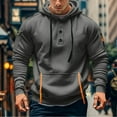 thumbnail image 2 of HXWCHs Men's Hoodie with Drawstring Essential Men's Casual Button Front Hooded Pullover Sweatshirt with Side Pockets for Streetwear Comfortable Daily Wear Grey XXXL, 2 of 6