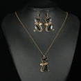 thumbnail image 4 of 1 set Cat Shape Zinc Alloy Enamel Pendant Necklaces & Dangle Earrings sets Golden 450mm, 4 of 5