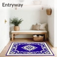 thumbnail image 3 of ODIKA 3'x5' Machine Washable Non-Slip Area Rug, Quatrefoil Medallion Entry with Botanical Vine Borders High Traffic Rug, Blue, 536517, 3 of 7