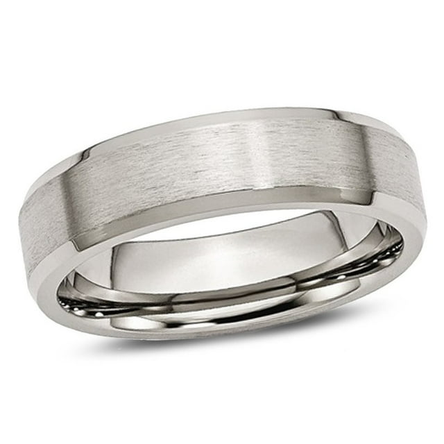 Mens Chisel 6mm Titanium Wedding Band Ring with Beveled Edge