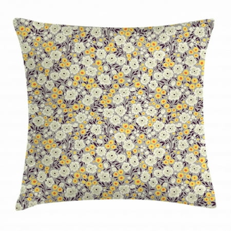 Botanical Throw Pillow Cushion Cover Warm Colored Flower Foliage