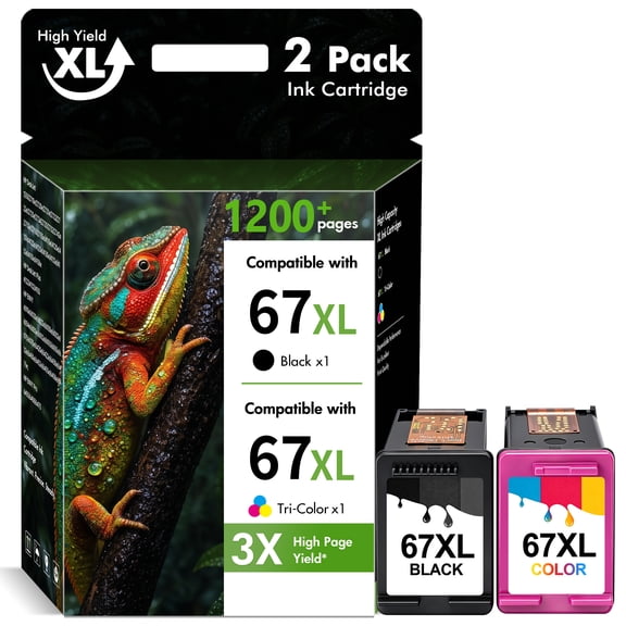 67xl ink cartridges Compatible for HP 67xl ink cartridge 67 ink Combo Pack for 67XL 67 Ink Cartridges Black Tri-color for HP DeskJet 2755e 2855e 4155e 2700 2800e 3755 2652 Printer