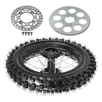 12'' Rear Wheel 80/100-12 3.00-12 Dirt Bike Tire and Inner Tube Assembly, with 428-76T Sprocket & 190mm Disc Rotor for Apollo Taotao Coolster SSR 110cc 125cc 140cc XR CRF70 KX65 (15mm)