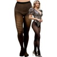 thumbnail image 4 of ToBeInStyle Women's Colorful Opaque Striped Tights Pantyhose Stocking Hosiery - Black/Coffee - One Size, 4 of 7