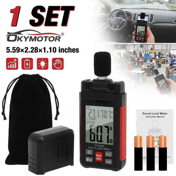 Adifare Digital Decibel Meter High Precision Sound Level Reader Noise Volume Measure Device with LCD Backlit Battery Operated Decibel Reader Record for Noise Control