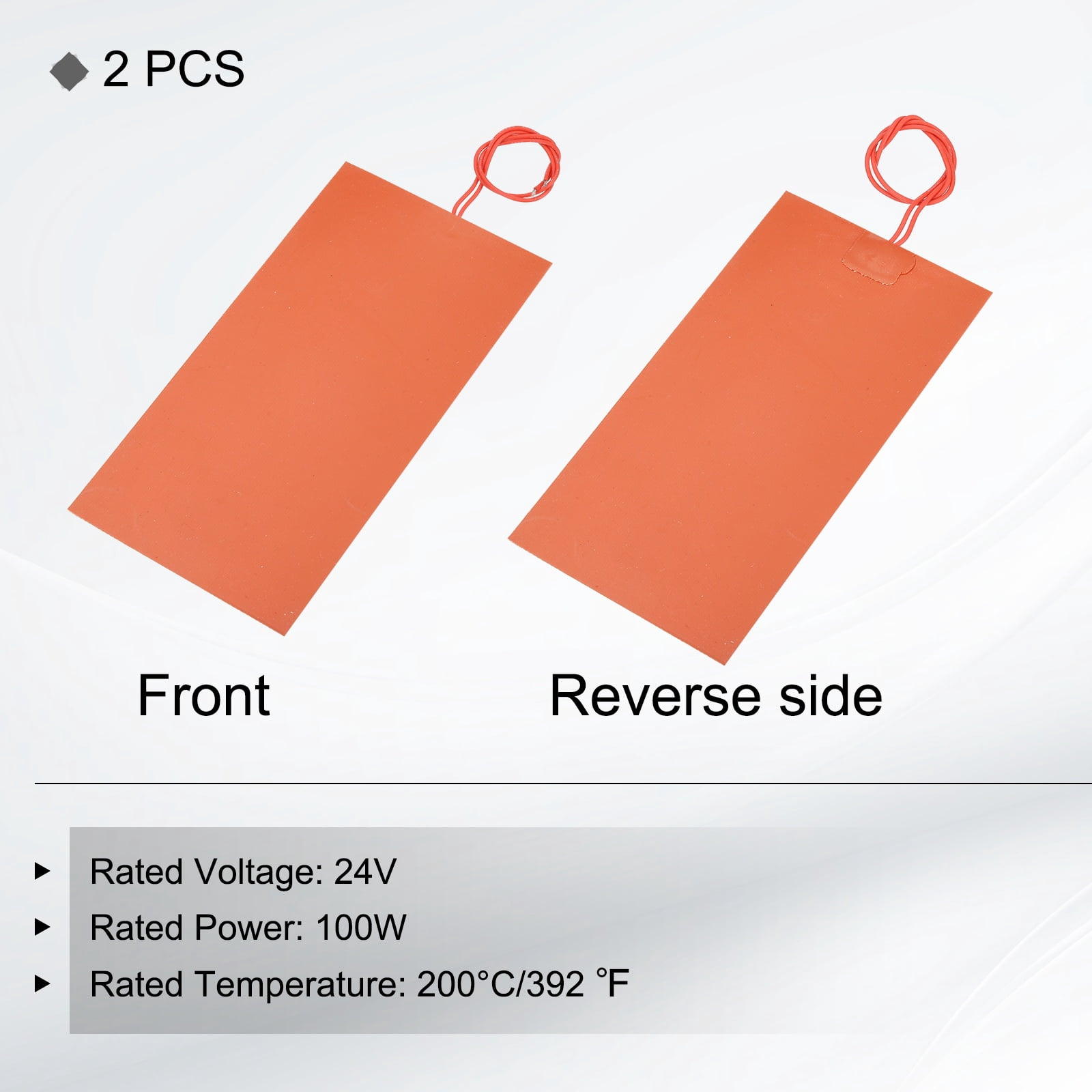 Uxcell 2 pack Silicone Heating Pad, 24V 100W Electric Blanket Rubber Flexible Mat Heater Film Heating Plate 230mmx120mm Heater Mat for Constant Temperature