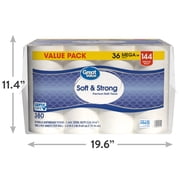 Great Value Soft & Strong Premium Toilet Paper, 36 Mega Rolls, 380 Sheets per Roll
