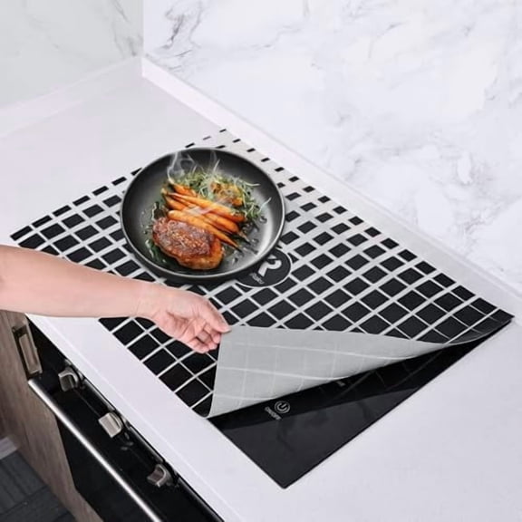 Large Silicone Induction Cooktop Protector Mat 21.2x35.4 Inch,Magnetic Electric Stove Covers Antistrike & Antiscratch Glass Top Stove Cover,Silicone Induction Cooktop Mat for Electric StoveTop