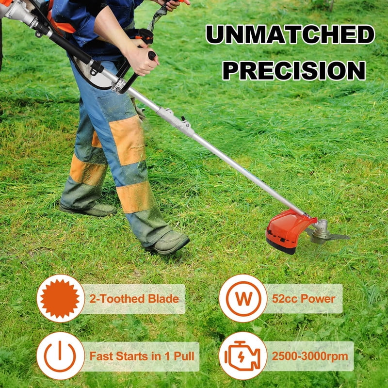 Floseru 52cc 2-Cycle Gas Weed Wacker, 2-in-1 Gas Weed Eater, 8500rpm High Power Brush Cutter Trimmer for Grass and Weed, Hedge Trimmer String Trimmer