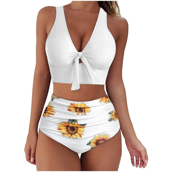 Économies d'Été! EINCcm Maillot de Bain Grande Taille pour Femmes, Maillots de Bain Gainants, Maillots de Bain Taille Haute pour Femmes, Maillot de Bain Deux Pièces Sans Armature, Blanc, m