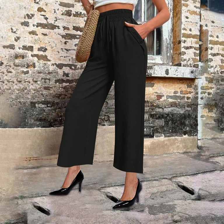 chinese dress ladies Wide Leg Work Pants Women Business Casual High Waisted Dress Pants for Work  Comfy Lightweight Linen Pants with Pockets Womens Fall Clothes Work Pants  Women High Waisted Beige Dress Pants for Women