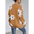 thumbnail image 4 of Floral V-Neck Oversized Sweater for Women, Daisy Knit Pullover, Soft Fuzzy Loose Fit Long Sleeve Top, Cozy Fall Winter Casual Trendy Chic Style, 4 of 5