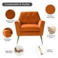 thumbnail image 2 of Upholstered Velvet Armchair Set of 2 Lounge Accent Chair Tufted Back Metal Legs Bedroom Orange, 2 of 7