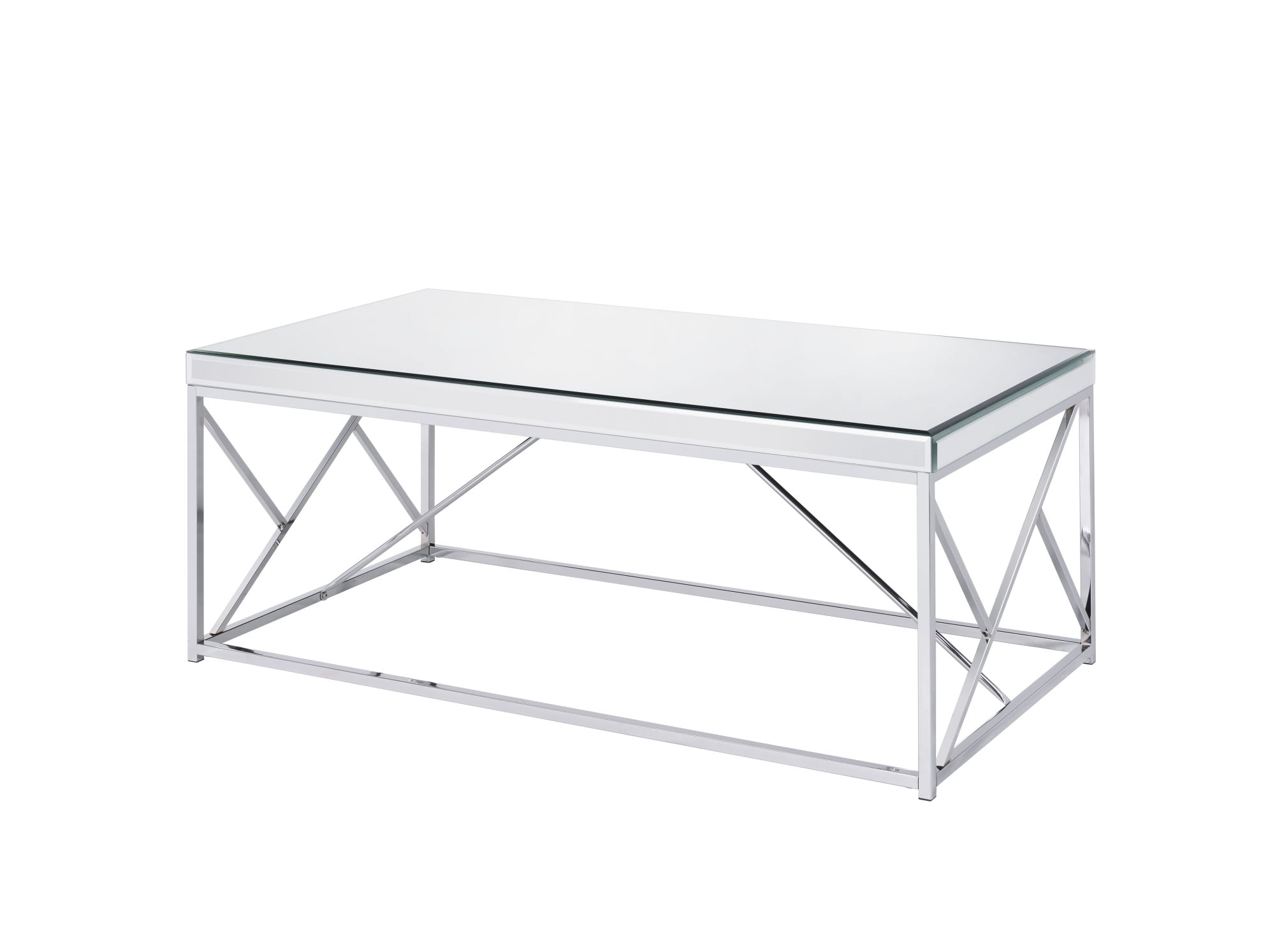 Steve Silver Evelyn Mirror Top Chrome Coffee Table