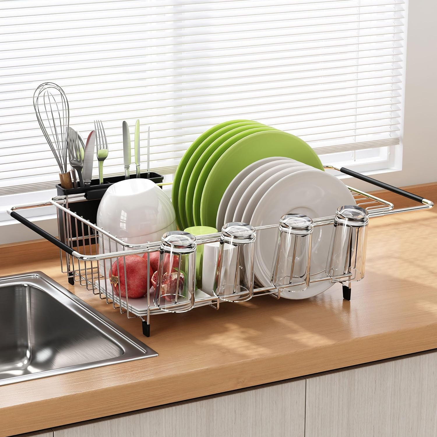 Dish Drying Rack in Sink Expandable Stainless Steel Dish Drainers for Kitchen Counter Dish Dryer Rack for Inside Sink