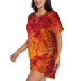 thumbnail image 3 of Womens Pajama Sets With Pocket, Autumn Leaf Lounge Sets Short Sleeve Sleepwear PJ Sets for Women, 3 of 6