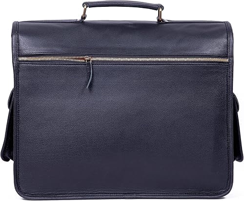 18" Genuine Handmade Leather Messenger Bag | Leather Briefcase | Unbreakable Shoulder Strap And Buckles | Laptop Bag for Men & Women (Black)