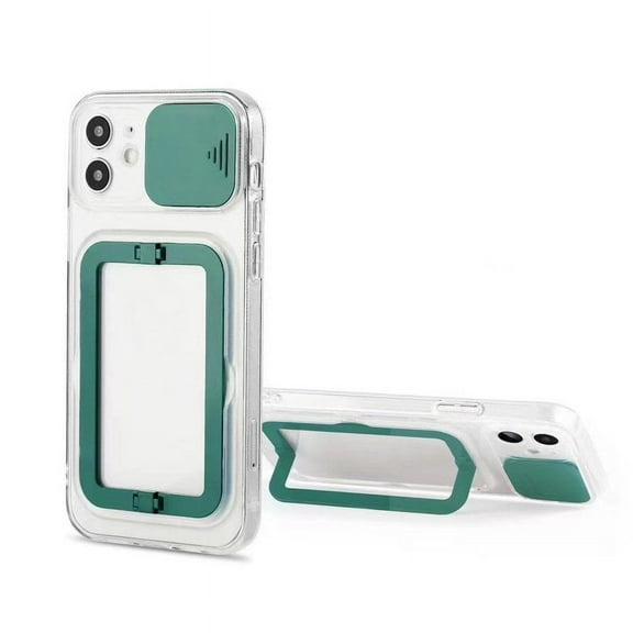 Soft TPU Phone Case For iPhone 13 Pro in Dark Cyan With Camera Lens Protection Cover and Stand