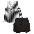 thumbnail image 3 of Enfants Bébé Filles Haut à Rayures Verticales Shorts Noirs 2pcs Tenues, 3 of 6