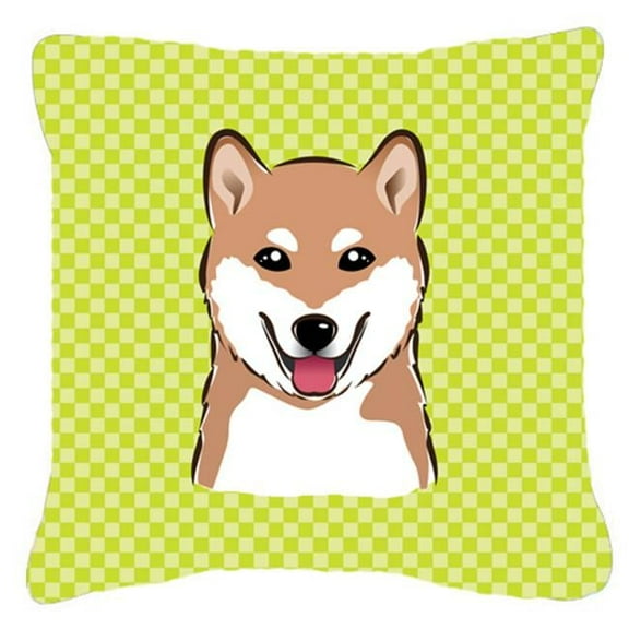 Checkerboard Print With Dog Fabric Decorative Pillow