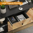 thumbnail image 4 of Luku 55" Modern 3 Drawer Storage Cabinet with Adjustable Shelf, Woodgrain Sideboard Buffet with Doors, Free Standing Buffet Table for Dining Room, Entryway, 4 of 6