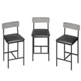 thumbnail image 1 of Thick Cushioned Upholstered Bar Stools Set of 2 – 25.5" Counter Height, Backrest & Footrest, Sturdy Metal Frame, Easy Assembly Dining Chairs for Kitchen Island or Bar, Rustic Grey, 1 of 8