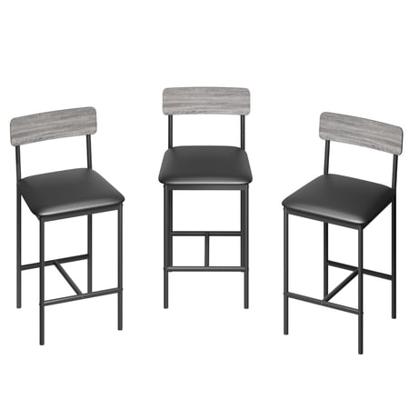 2-Person Bar Table Set with Storage Shelves and Padded Stools Space-Saving Tall Dining Table for Kitchen Breakfast Nook Apartment