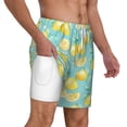 thumbnail image 2 of Kdxio Yellow Lemon Print Men'S Swim Trunks With Compression Liner 7 Inch Inseam Quick Dry Swim Shorts, 2 of 7