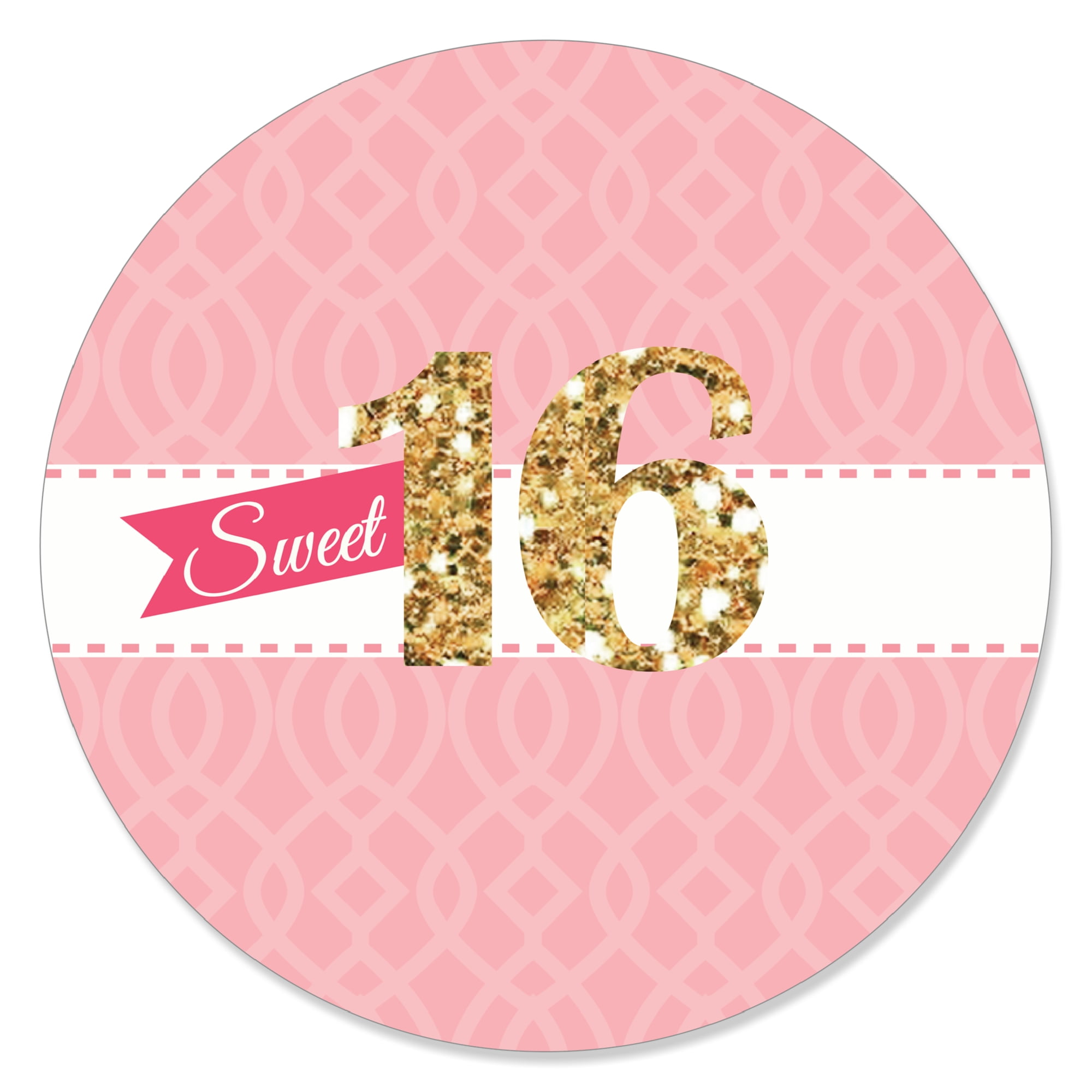 Rose Gold Sweet 16 Birthday 2 Inch Round Stickers