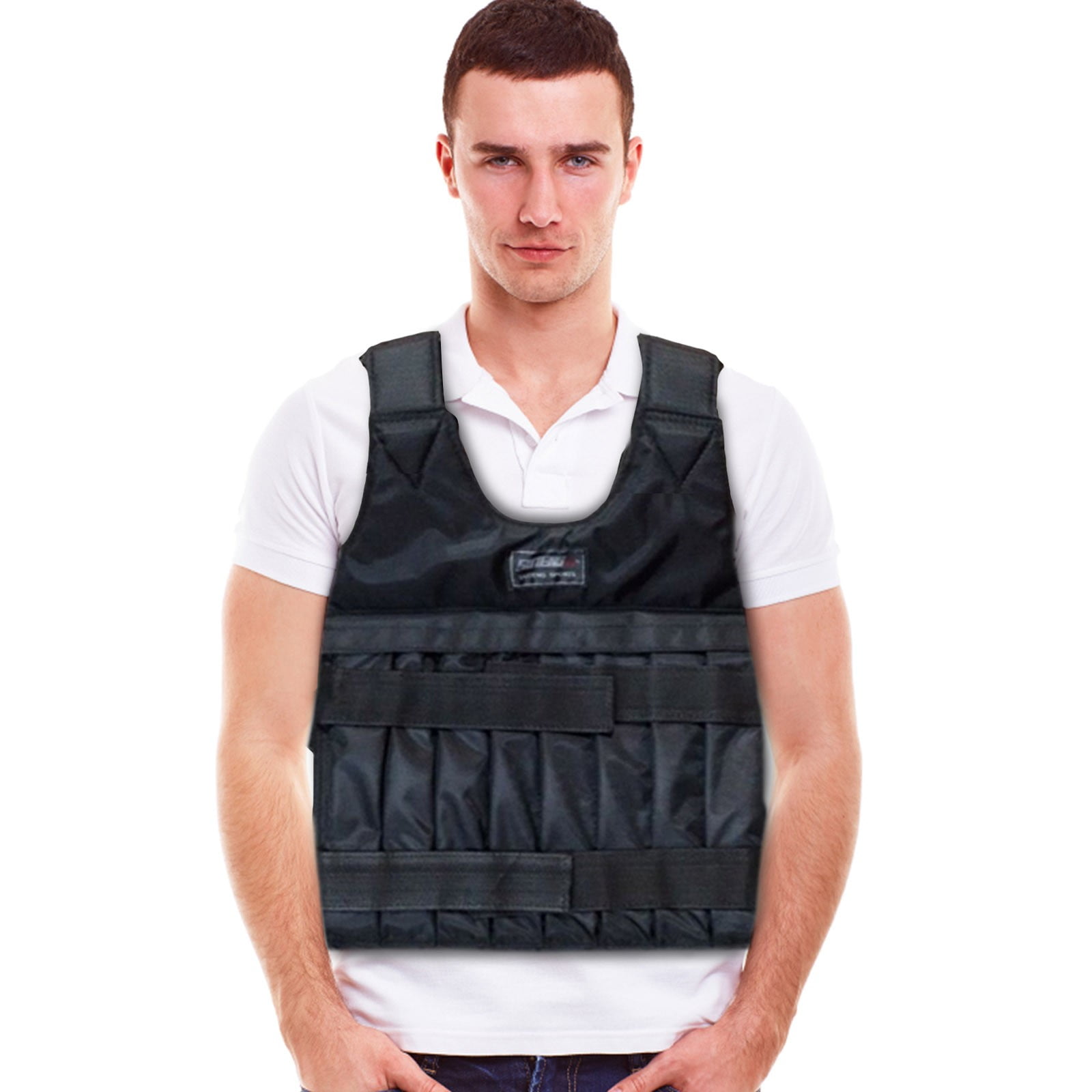 FEISHENTT Adjustable Weighted Vest Up to 110LB Workout Weight Vest Exercise Training Fitness Jacket Running Vest for Man Woman (Not Including Sand and Steel) Black 60x42cm