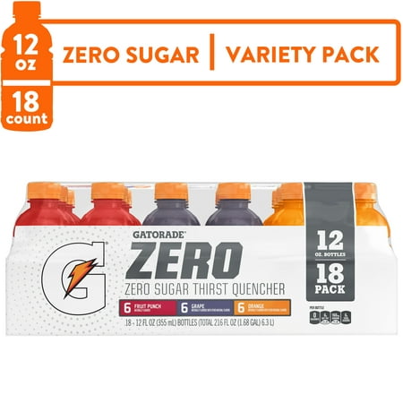 Gatorade Zero Sugar Thirst Quencher Variety Pack Sports Drinks, 12 fl oz, 18 Count Bottles