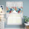 thumbnail image 6 of Swag Valance Curtains for Windows, Summer Starfish Light Filtering Kitchen Curtains, Blue Coral Beach Couch Coastal Grey Plaid Window Treatment Valances for Living Room, 28x36 - 2 PCS, 6 of 9