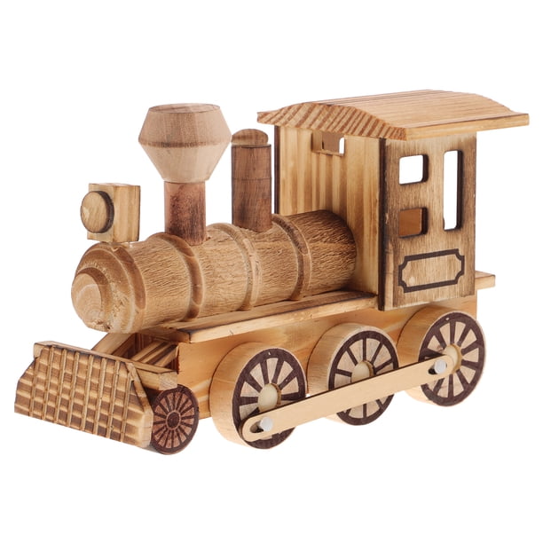 Adornos de escritorio de madera artesanales: Adornos retro de locomotoras para niños