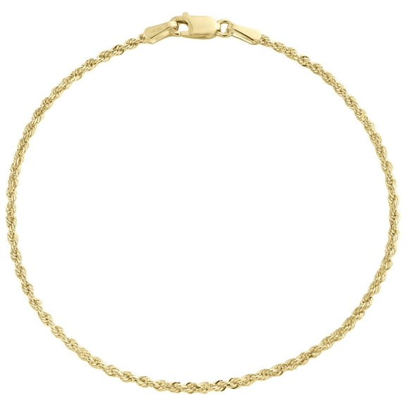 10K Yellow Gold 1.50mm Solid Diamond Cut Rope Link Bracelet / Anklet 10 Inch
