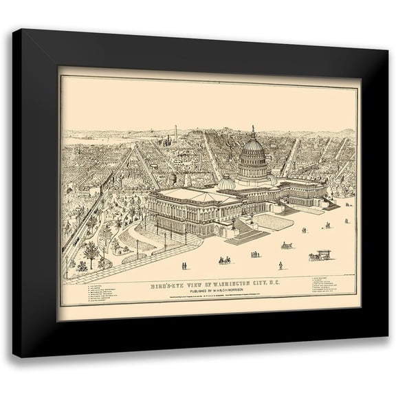 Morrison 14x12 Black Modern Framed Museum Art Print Titled - Washington DC - Morrison 1872