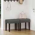 thumbnail image 4 of FAGAGA Two Leather Vanity Stool, Rectangle Ottoman Bench for Makeup Room, Vanity Chair with Wood Legs for Piano Room, Bedroom, Living Room | Gray, 4 of 8
