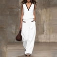 thumbnail image 2 of Kezqiaxn Womens Summer Outfits Sleeveless V-Neck Tops and Wide Leg Pants with Pockets Loungewear Set 2 Piece Sets for Women, 2 of 6